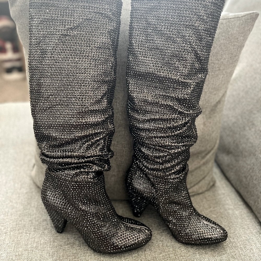 Studded knee high boot